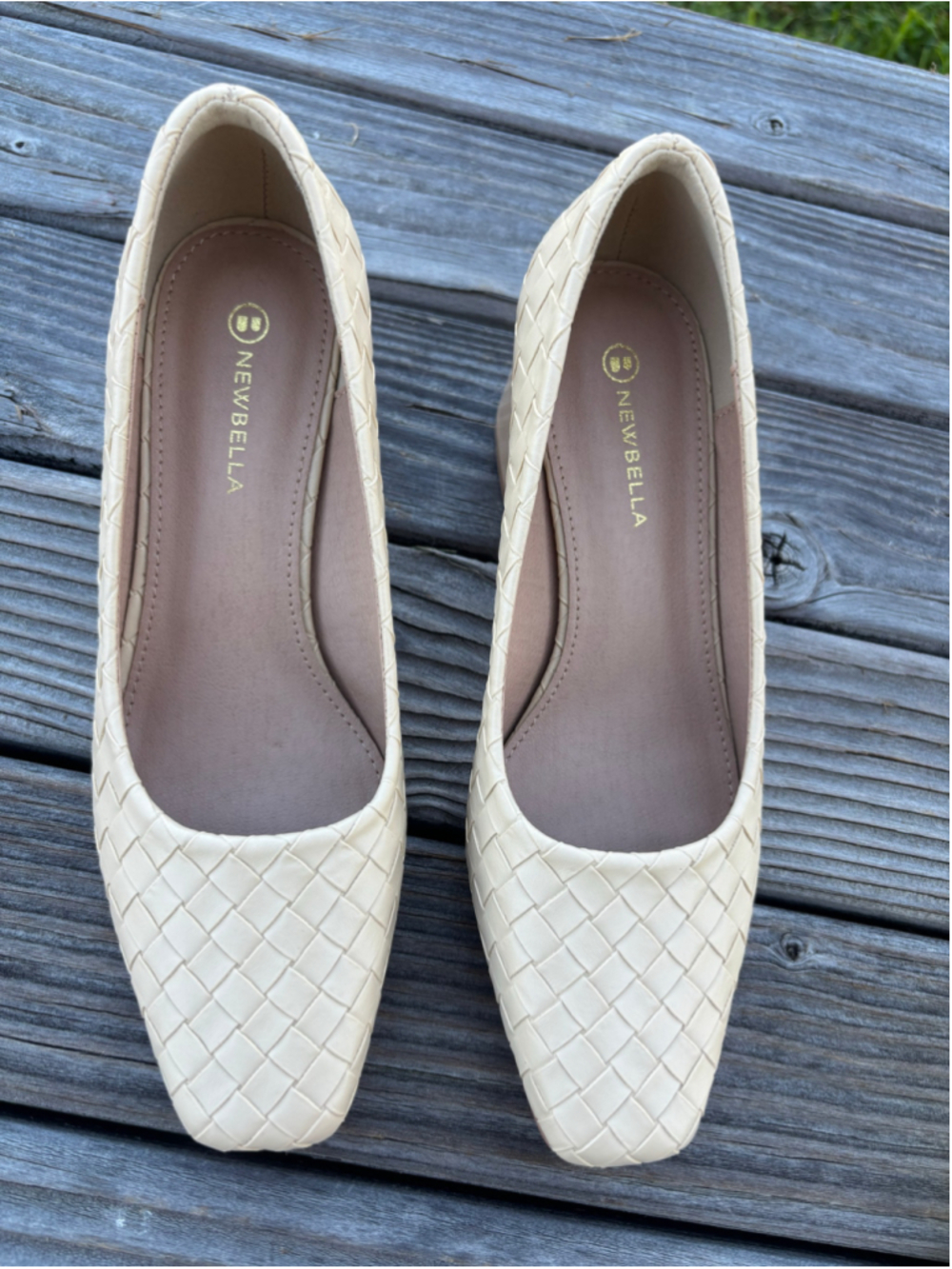 Women's Newbella Woven Block Heel Pumps in Beige